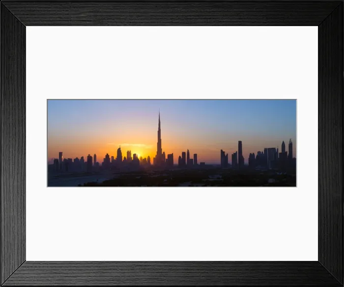 Framed Print : United Arab Emirates, Dubai, elevated view of the new Dubai skyline, the Burj Khalifa