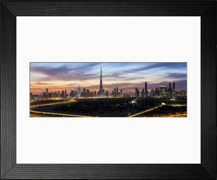 Framed Print : United Arab Emirates, Dubai, elevated view of the new Dubai skyline, the Burj Khalifa