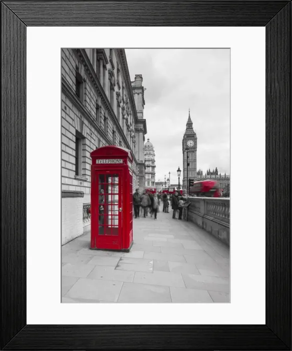 Framed Print : Big Ben, Houses of Parliament and a red phone box, London, England