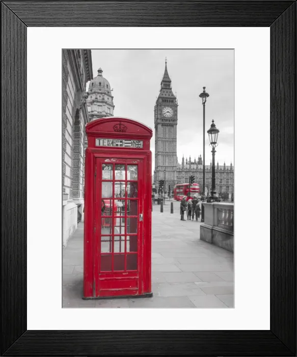 Framed Print : Big Ben, Houses of Parliament and a red phone box, London, England Framed Print : Big Ben, Houses of Parliament and a red phone box, London, England