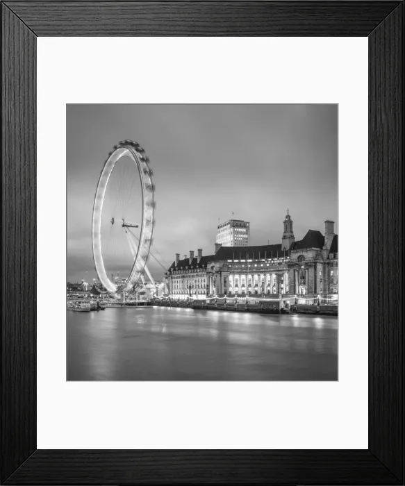 Framed Print : London Eye (Millennium Wheel) and former County Hall, South Bank, London, England Framed Print : London Eye (Millennium Wheel) and former County Hall, South Bank, London, England