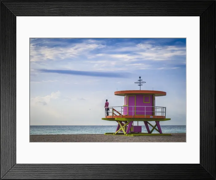 Framed Print : U. S. A, Miami, Miami beach, South Beach, Life guard beach hut Framed Print : U. S. A, Miami, Miami beach, South Beach, Life guard beach hut