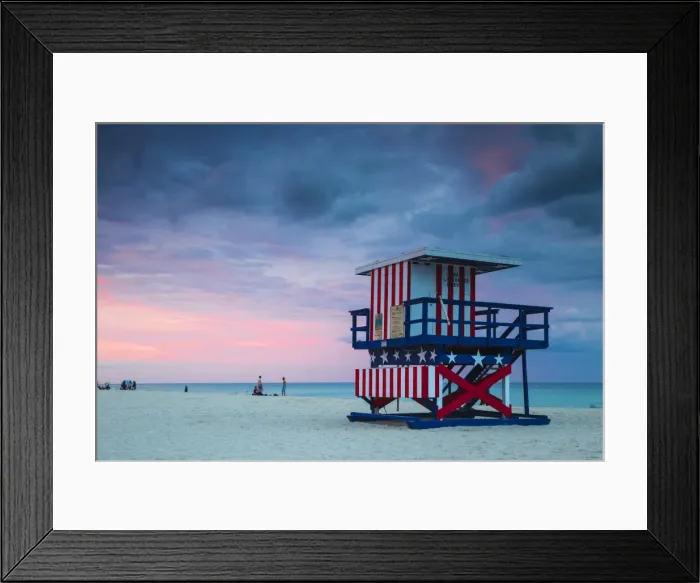 Framed Print : U. S. A, Miami, Miami beach, South Beach, Life guard beach hut