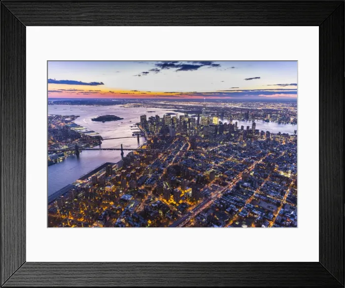 Framed Print : One World Trade Center, Manhattan and Brooklyn Bridges, Manhattan, New York City