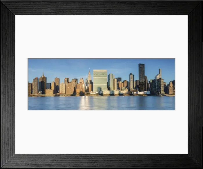 Framed Print : Chrysler & UN Buildings and Midtown Manhattan skyline from Queens, New York City
