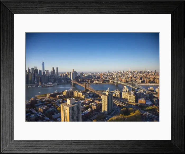 Framed Print : One World Trade Center, Manhattan and Brooklyn Bridges, Manhattan, New York City