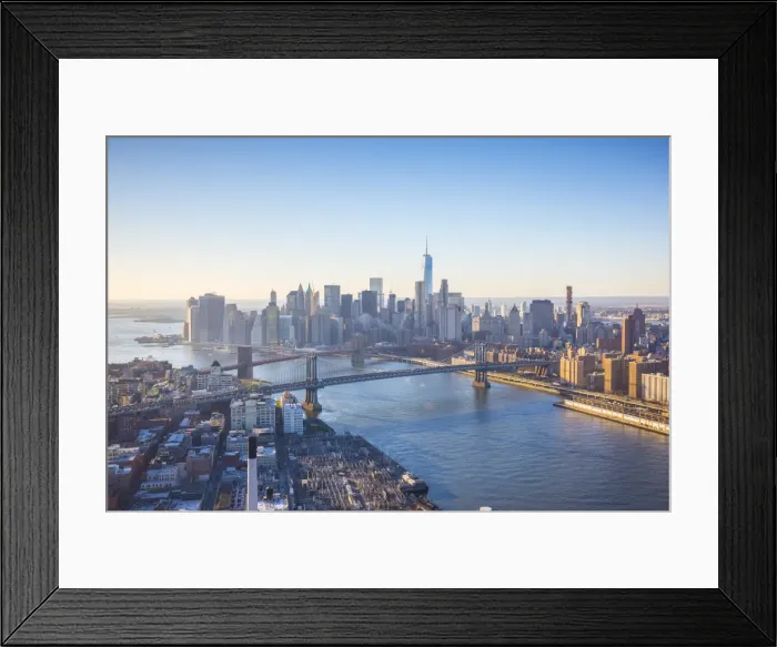 Framed Print : One World Trade Center, Manhattan and Brooklyn Bridges, Manhattan, New York City