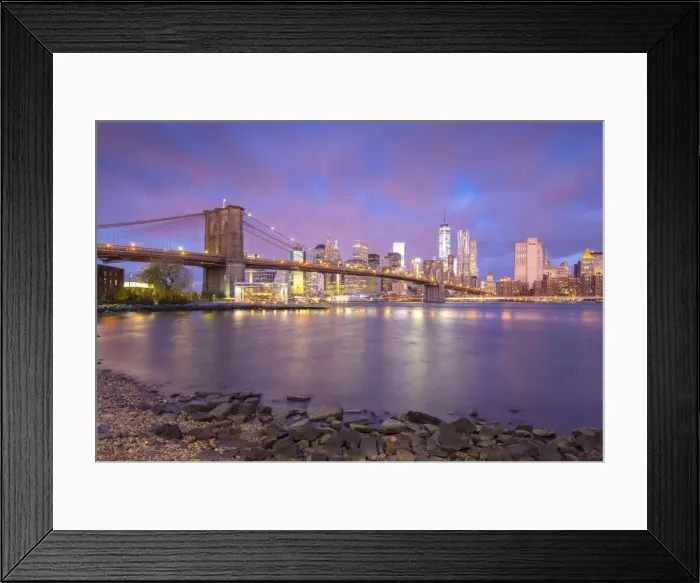 Framed Print : Brooklyn Bridge and Lower Manhattan  /  Downtown, New York City, New York, USA