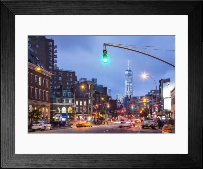 Framed Print : One World Trade Center from 7th Avenue, Greenwich Village, Manhattan, New York City Framed Print : One World Trade Center from 7th Avenue, Greenwich Village, Manhattan, New York City