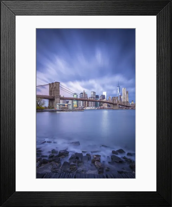 Framed Print : Brooklyn Bridge and Lower Manhattan / Downtown, New York City, New York, USA Framed Print : Brooklyn Bridge and Lower Manhattan / Downtown, New York City, New York, USA
