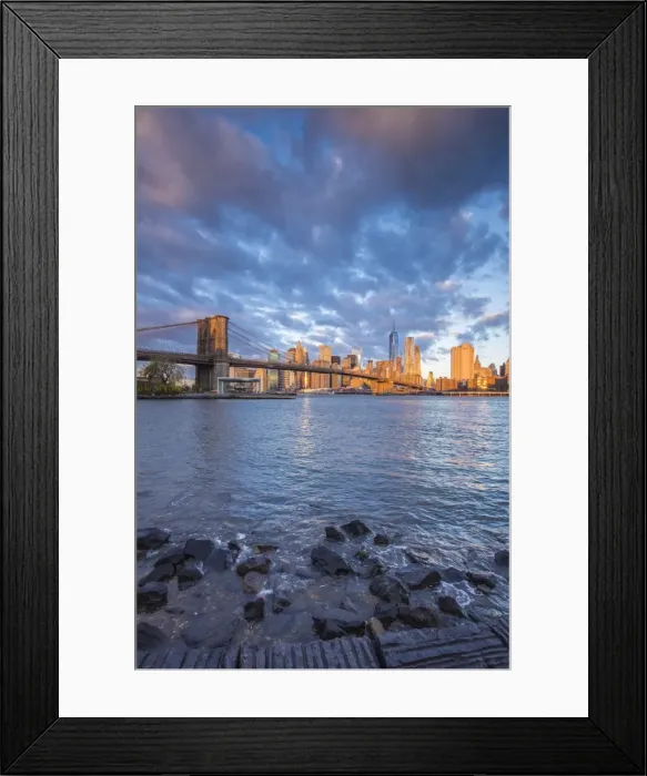 Framed Print : Brooklyn Bridge and Lower Manhattan / Downtown, New York City, New York, USA Framed Print : Brooklyn Bridge and Lower Manhattan / Downtown, New York City, New York, USA
