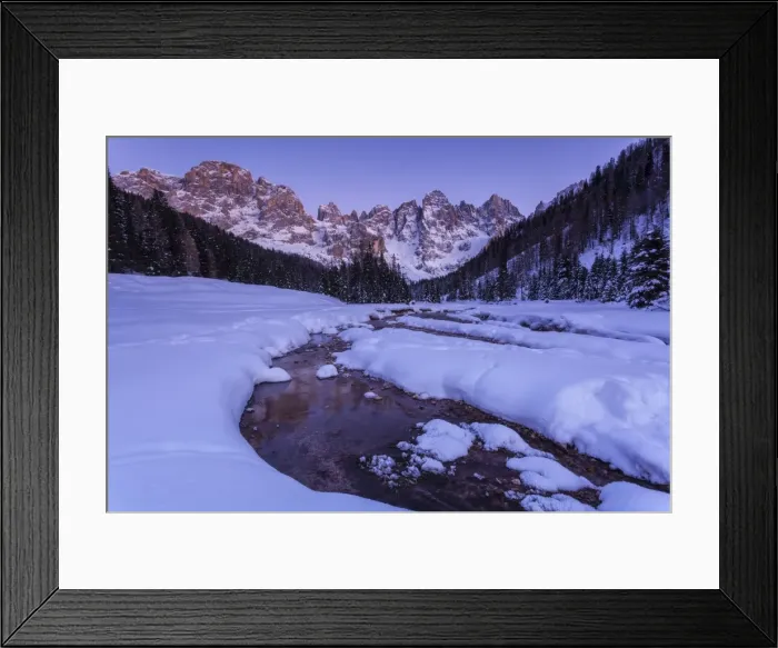 Framed Print : Val Venegia with snow, Dolomites, Tentino Alto Adige, Italy