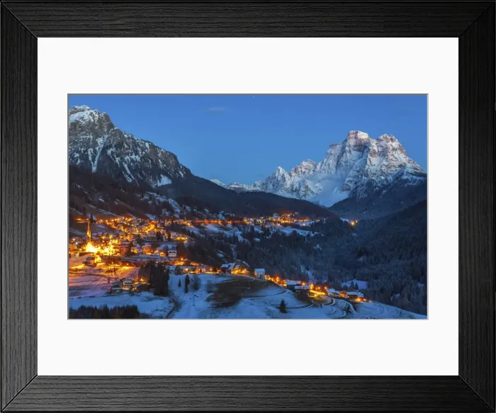 Framed Print : Dusk in Selva di Cadore, Santa Fosca, Pescul, Dolomites, Italy Framed Print : Dusk in Selva di Cadore, Santa Fosca, Pescul, Dolomites, Italy