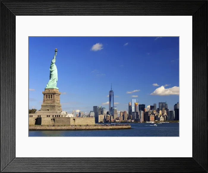 Framed Print : USA, New York, New York City, Statue of Liberty and Lower Manhattan Skyline Framed Print : USA, New York, New York City, Statue of Liberty and Lower Manhattan Skyline