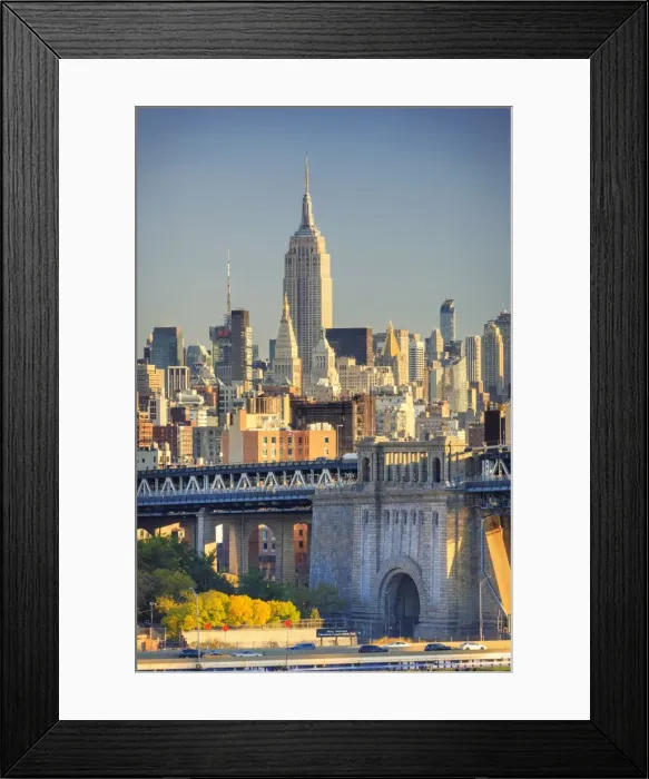 Framed Print : USA, New York, New York City, Manhattan Bridge and Empire State Building Framed Print : USA, New York, New York City, Manhattan Bridge and Empire State Building