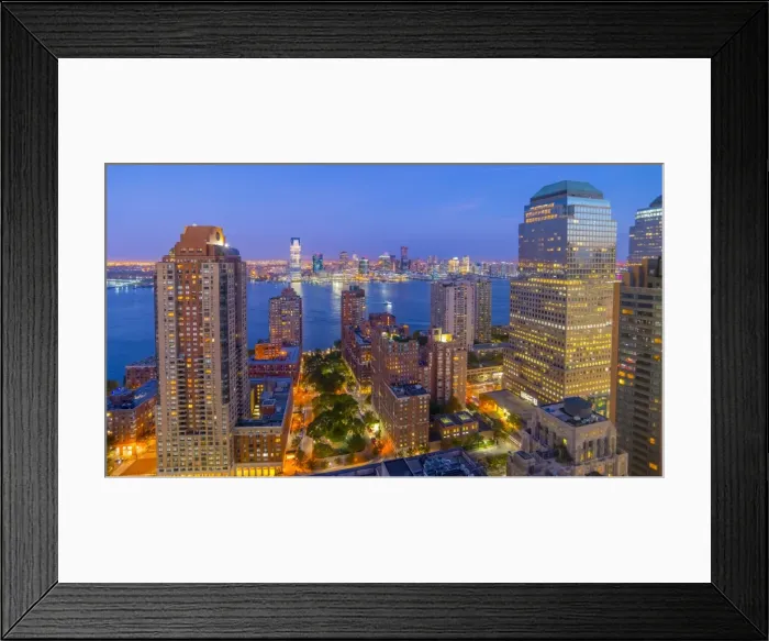 Framed Print : USA, New York, Lower Manhattan, Jersey City in New Jersey across Hudson River Framed Print : USA, New York, Lower Manhattan, Jersey City in New Jersey across Hudson River