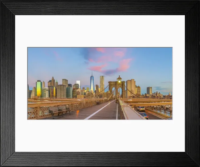 Framed Print : USA, New York, Brooklyn Bridge and Lower Manhattan Skyline with Freedom Tower Framed Print : USA, New York, Brooklyn Bridge and Lower Manhattan Skyline with Freedom Tower