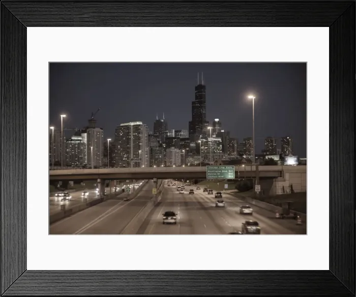 Framed Print : USA, Illinois, Midwest, Cook County, Chicago, Kennedy Freeway at night Framed Print : USA, Illinois, Midwest, Cook County, Chicago, Kennedy Freeway at night