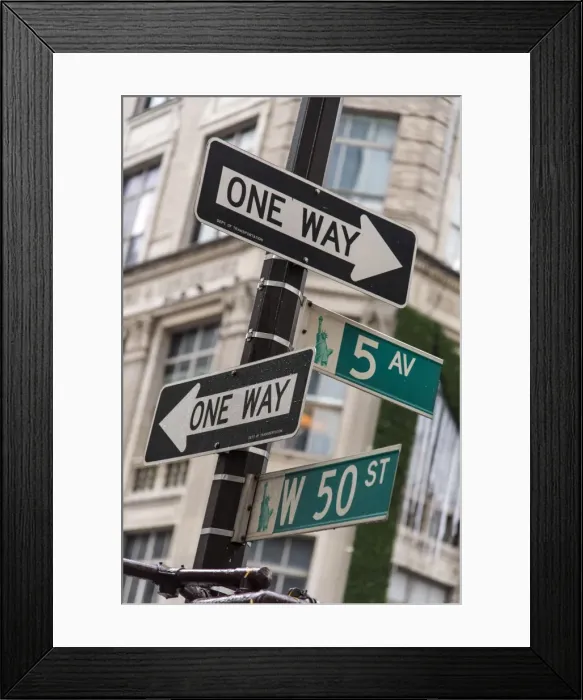Framed Print : One Way and Fifth Avenue signs, Manhattan, New York, USA Framed Print : One Way and Fifth Avenue signs, Manhattan, New York, USA