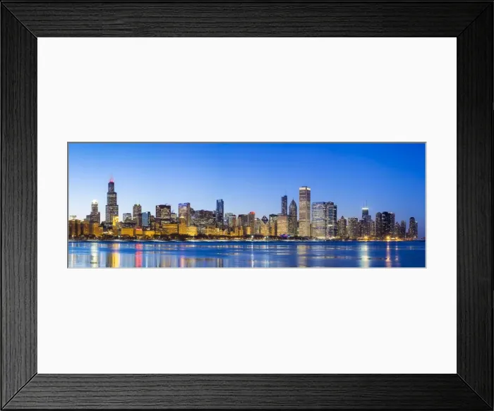 Framed Print : USA, Illinois, Chicago. The City Skyline and a frozen Lake Michigan Framed Print : USA, Illinois, Chicago. The City Skyline and a frozen Lake Michigan