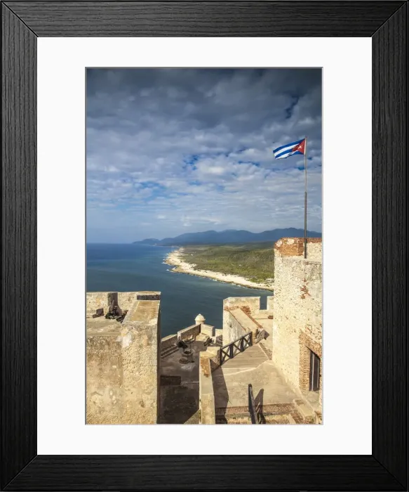 Framed Print : Cuba, Santiago de Cuba Province, Santiago de Cuba, Lighthouse at Castillo de San Pedro de la Roca del Morro (Castillo del Morro) - Now home to the Museo de la Pirater√≠a Ai Pirate museum