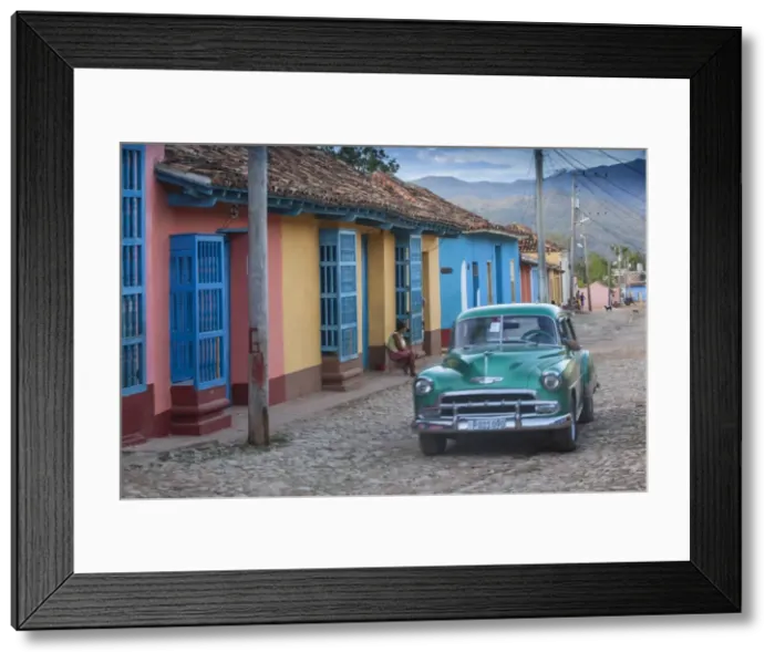 Framed Print : Cuba, Trinidad, Classic American car in historical center Framed Print : Cuba, Trinidad, Classic American car in historical center