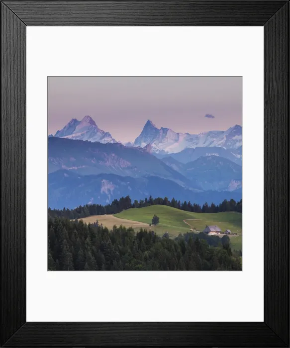 Framed Print : Emmental Valley and Swiss alps in the background, Berner Oberland, Switzerland Framed Print : Emmental Valley and Swiss alps in the background, Berner Oberland, Switzerland