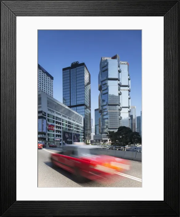 Framed Print : Taxi passing along street, Admiralty, Hong Kong Island, Hong Kong