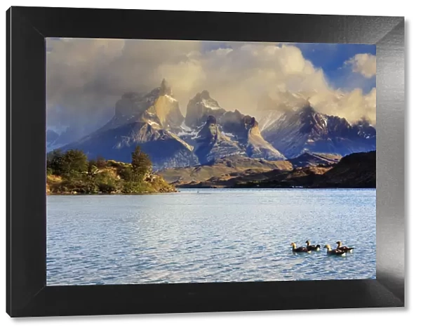 Chile, Patagonia, Torres del Paine National Park (UNESCO Site), Cuernos del Paine peaks
