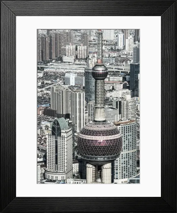 Framed Print : China, Shanghai, View over Pudong Financial District, Oriental Pearl Tower Framed Print : China, Shanghai, View over Pudong Financial District, Oriental Pearl Tower