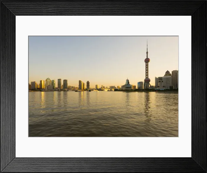 Framed Print : China, Shanghai, Pudong District, Skyline of the Financial District across Huangpu Framed Print : China, Shanghai, Pudong District, Skyline of the Financial District across Huangpu
