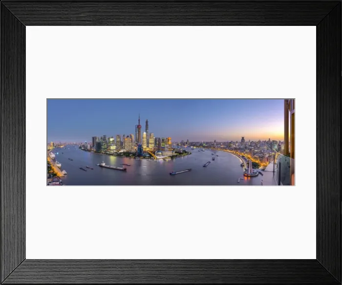 Framed Print : China, Shanghai, Pudong District Skyline across Huangpu River Framed Print : China, Shanghai, Pudong District Skyline across Huangpu River