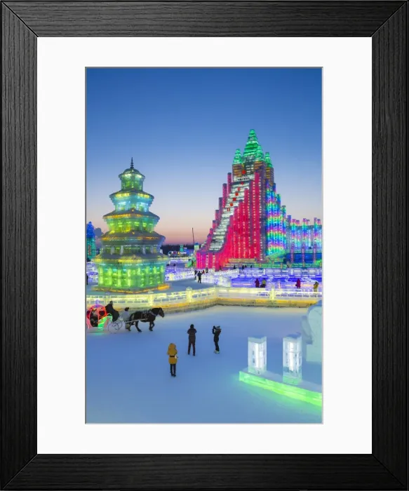 Framed Print : Spectacular illuminated ice sculptures at the Harbin Ice and Snow Festival in Heilongjiang Province Framed Print : Spectacular illuminated ice sculptures at the Harbin Ice and Snow Festival in Heilongjiang Province