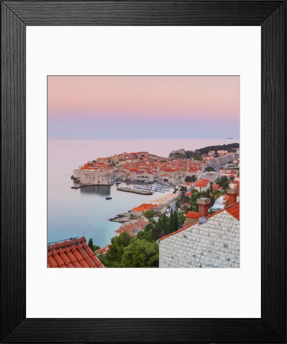 Framed Print : Elevated view over Stari Grad (Old Town) illuminated at sunrise, Dubrovnik, Dalmatia Framed Print : Elevated view over Stari Grad (Old Town) illuminated at sunrise, Dubrovnik, Dalmatia
