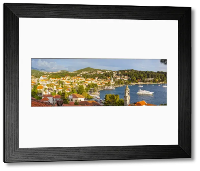 Framed Print : Elevated view over picturesque harbor town of Cavtat, Cavtat, Dalmatia, Croatia Framed Print : Elevated view over picturesque harbor town of Cavtat, Cavtat, Dalmatia, Croatia
