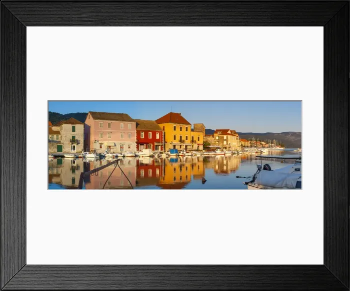 Framed Print : Stari Grad (Old Town) refelcted in harbour, Stari Grad, Dalmatia, Croatia Framed Print : Stari Grad (Old Town) refelcted in harbour, Stari Grad, Dalmatia, Croatia