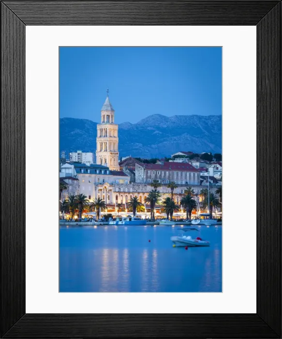Framed Print : St. Domnius Cathedral Bell Tower & Stari Grad illuminated at dusk, Split, Central Dalmatia Framed Print : St. Domnius Cathedral Bell Tower & Stari Grad illuminated at dusk, Split, Central Dalmatia