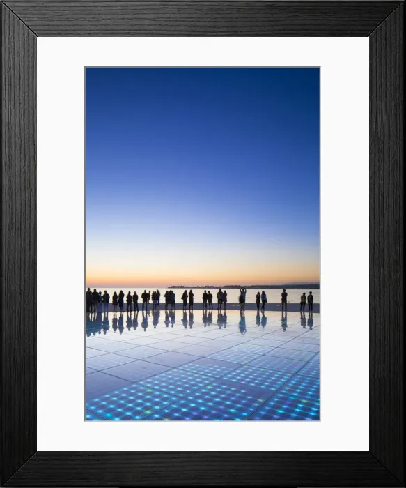 Framed Print : Croatia, Zadar Region, Zadar. Sunset at the Greeting to the Sun - a 22 metre installation Framed Print : Croatia, Zadar Region, Zadar. Sunset at the Greeting to the Sun - a 22 metre installation