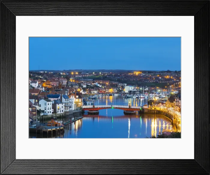 Framed Print : United Kingdom, England, North Yorkshire, Whitby. The harbour at dusk Framed Print : United Kingdom, England, North Yorkshire, Whitby. The harbour at dusk