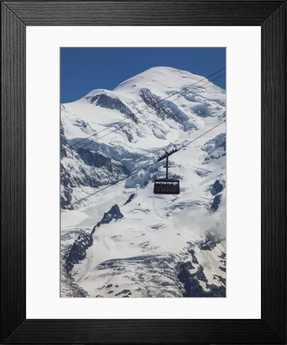 Framed Print : Cable car in front of Mt. Blanc from Mt. Brevent, Chamonix, Haute Savoie, Rhone Alpes Framed Print : Cable car in front of Mt. Blanc from Mt. Brevent, Chamonix, Haute Savoie, Rhone Alpes