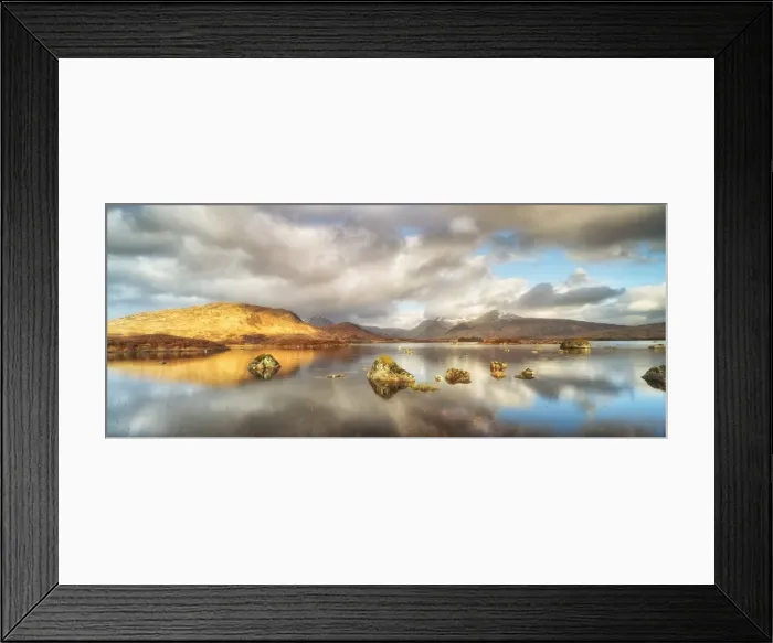 Framed Print : United Kingdom, UK, Scotland, Highlands, Lochin Na H Achlaise and the Black Mount Framed Print : United Kingdom, UK, Scotland, Highlands, Lochin Na H Achlaise and the Black Mount