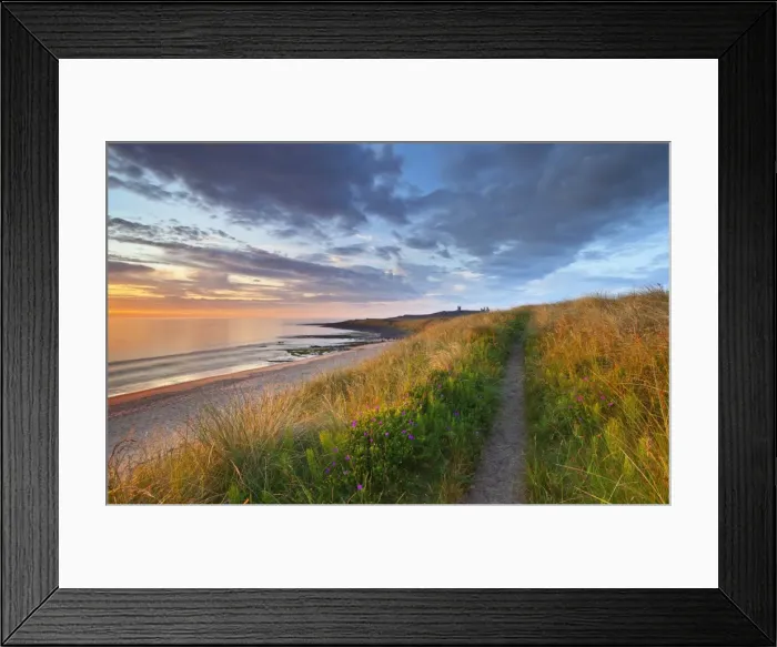 Framed Print : United Kingdom, UK, Northumberland, Sunrise at Dunstanburgh Castle