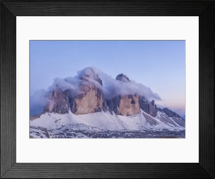 Framed Print : Italy, Trentino-Alto Adige, The Dolomite peaks Tre Cime di Lavaredo wreathed in cloud