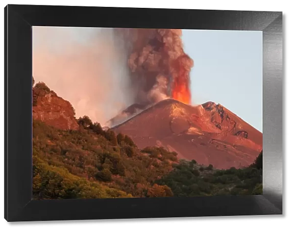 Italy, Sicily, Mt. Etna, Dawn of the 14th paroxysm event of 2013 photographed