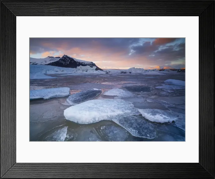 Framed Print : Iceland, Austurland, Sunset at Jokulsarlon glacier lagoon Framed Print : Iceland, Austurland, Sunset at Jokulsarlon glacier lagoon