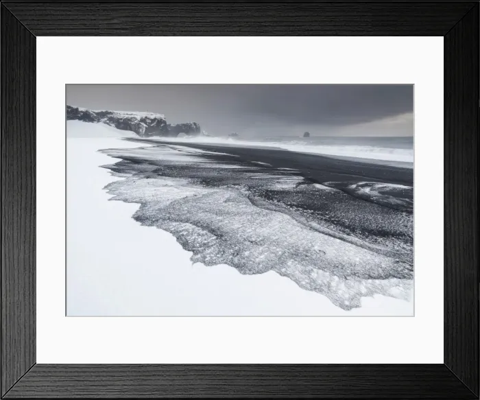 Framed Print : Iceland, South Iceland, Dyrholaey, Snowy beach of Dyrholaey Framed Print : Iceland, South Iceland, Dyrholaey, Snowy beach of Dyrholaey