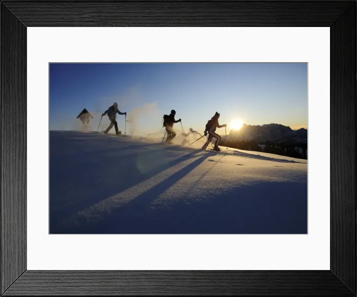 Framed Print : Snowshoeing, Hemmersuppenalm, Reit im Winkl, Bavaria, Germany (MR) Framed Print : Snowshoeing, Hemmersuppenalm, Reit im Winkl, Bavaria, Germany (MR)