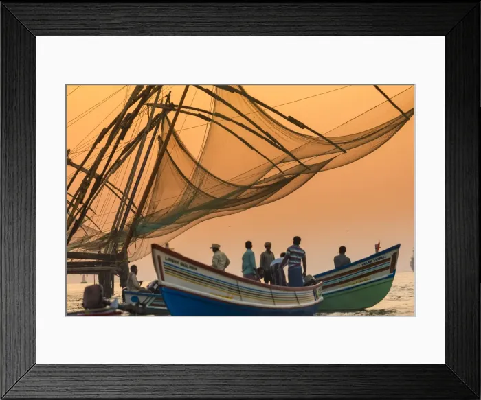 Framed Print : Chinese Fishing Nets, Cochin, Kerala, India Framed Print : Chinese Fishing Nets, Cochin, Kerala, India