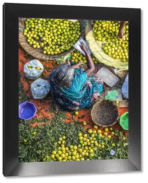 Lemon seller, K. R. market, Bangalore (Bengaluru), Karnataka, India