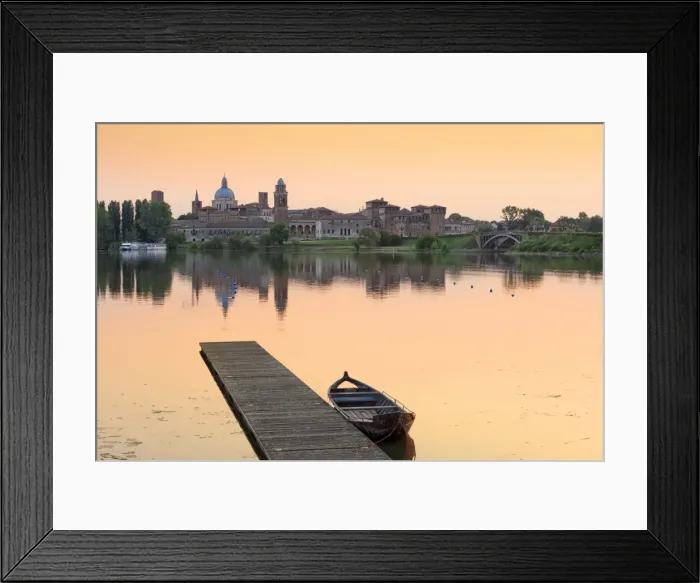 Framed Print : Italy, Lombardy, Mantova district, Mantua, View towards the town and Lago Inferiore